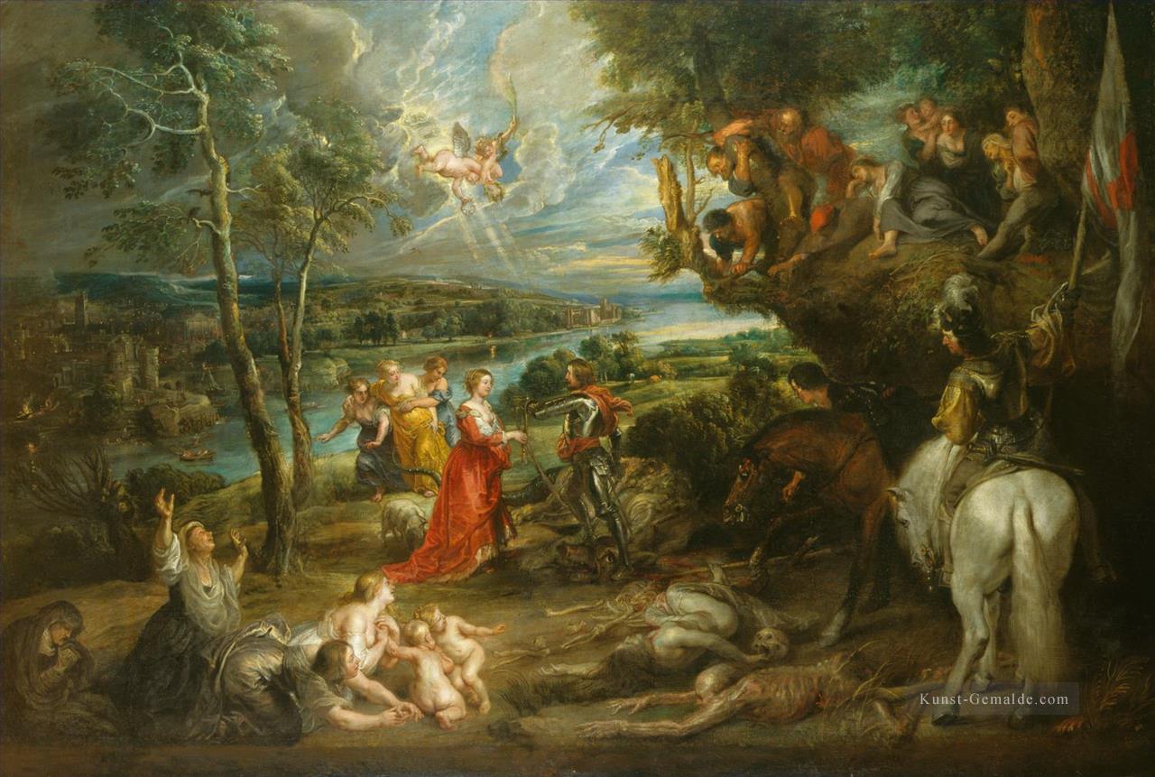Landschaft mit St Georg und der Drache Peter Paul Rubens Ölgemälde